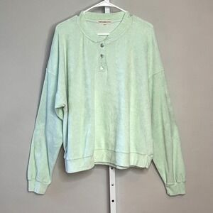 Stoney Clover Lane Donni Terry Cloth Sweatshirt Pastel Green XXL Cozy Luxury